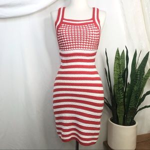 UO Maura Red & White Striped Crochet Dress Size XS